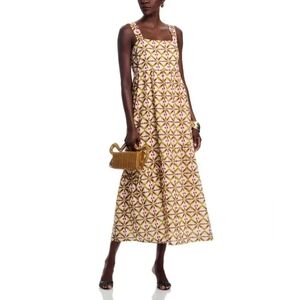 🆕️NWT La Fee Maraboutee Women's Printed Square Neck Midi Dress 34FR/2US/XS $260
